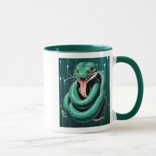 Mug Serpent Vert aux Yeux Rouges.