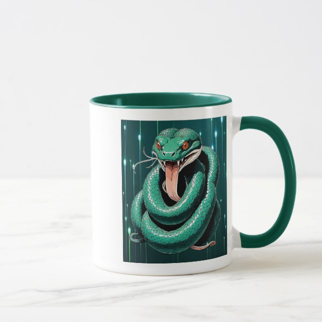 Mug Serpent Vert aux Yeux Rouges. (Droite)