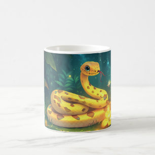 Mug serpent vert brillant dans une jungle luxuriante