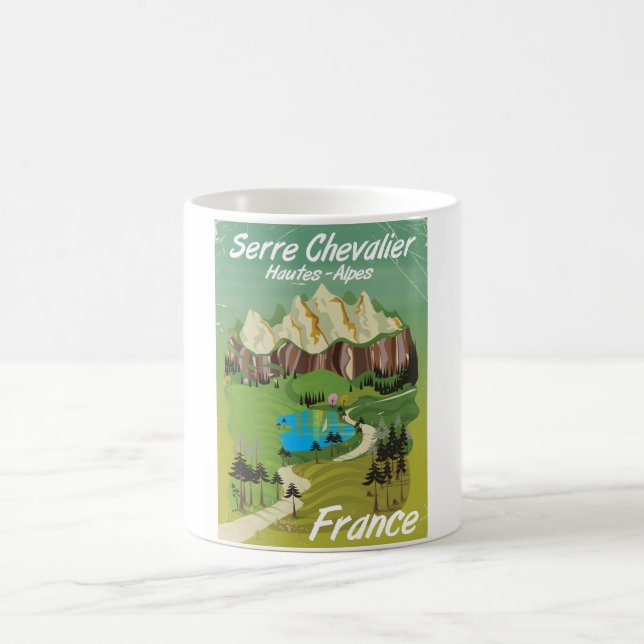 Mug Serre Chevalier, affiche de voyage de ski en Franc (Centre)