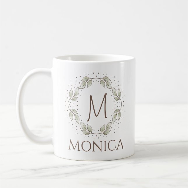 Mug Serre Feuilleté Avec Monogramme Et Nom (Gauche)