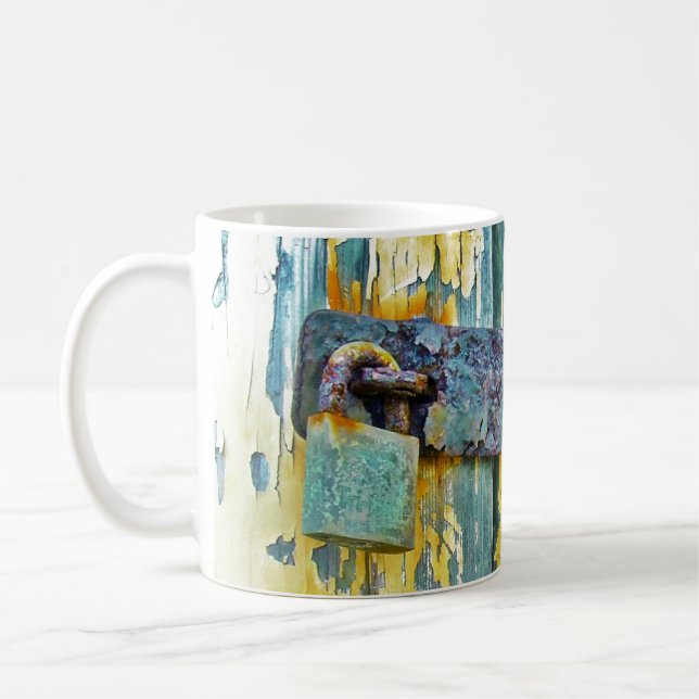 Mug Serrure rustique bleu en détresse Bois de grange P (Gauche)