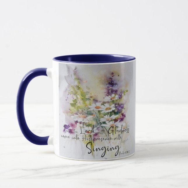 Mug Servez le Seigneur avec des fleurs de joie  (Gauche)
