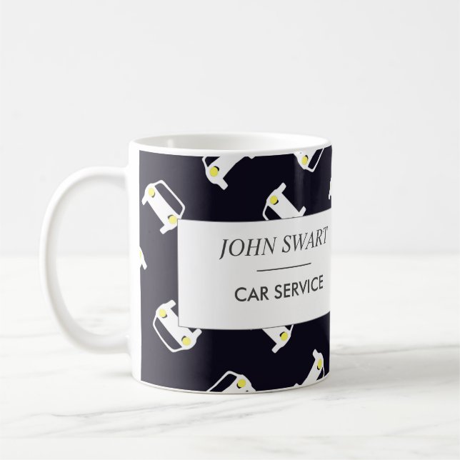Mug Service de voiture motif silhouette blanche bleu (Gauche)