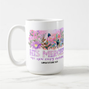 Mug Ses bontés sont nouvelles Bible chrétienne Fleurs