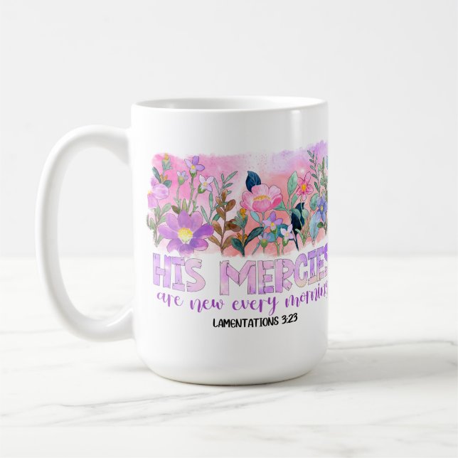 Mug Ses bontés sont nouvelles Bible chrétienne Fleurs  (Gauche)