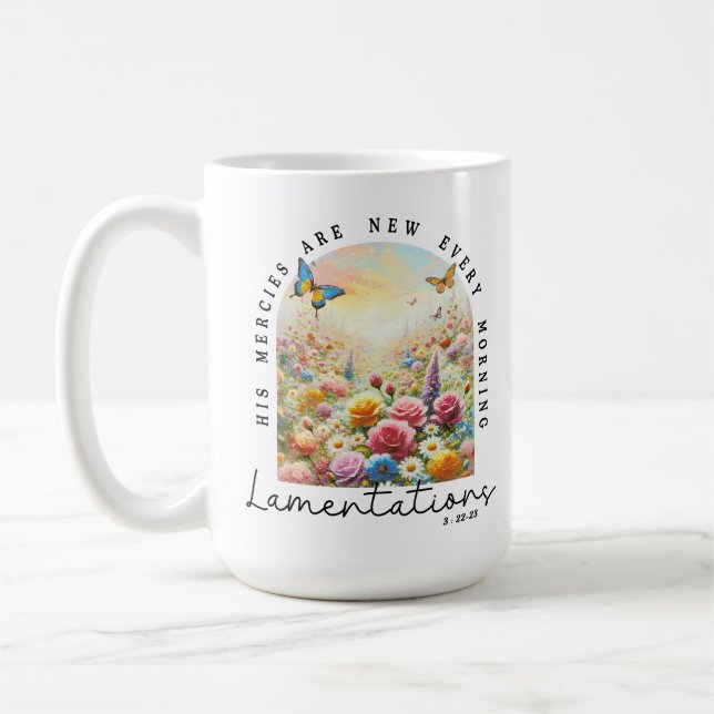 Mug Ses bontés sont nouvelles Verset de la Bible chrét (Gauche)