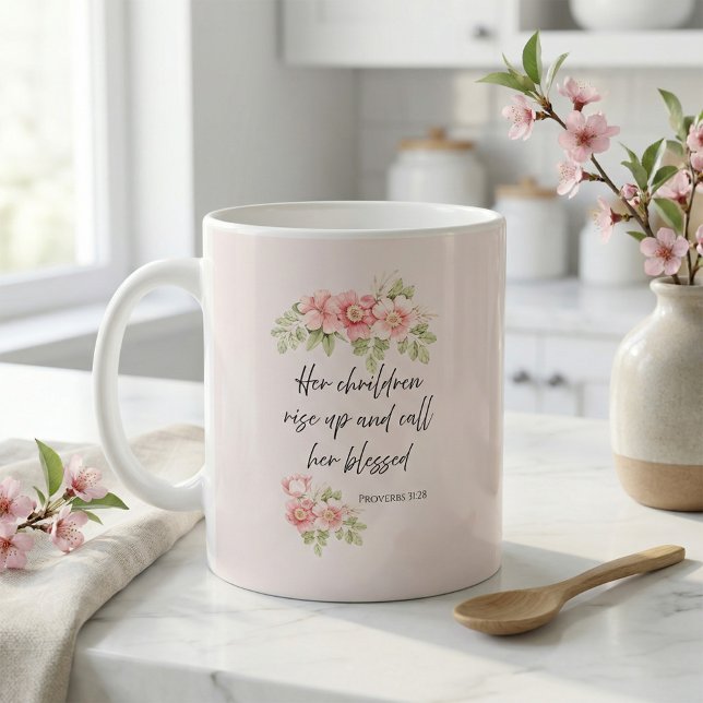 Mug Ses enfants se lèvent et la disent bienheureuse  (Créateur téléchargé)