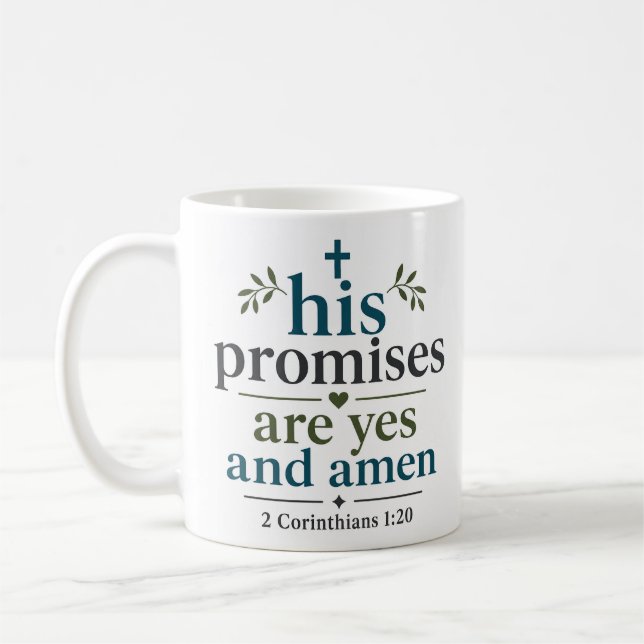 Mug Ses promesses sont oui et amen Écriture chrétienne (Gauche)