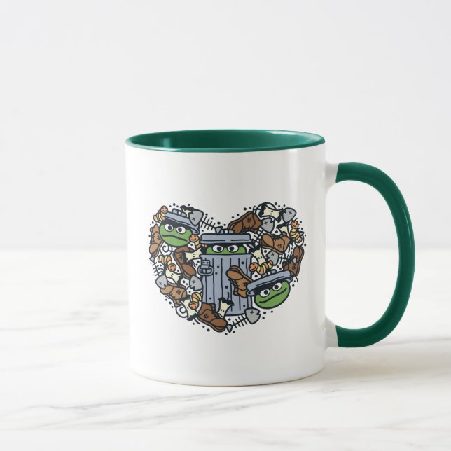 Mug Sésame Sésame | Oscar the Grouch Doodle Heart (Droite)