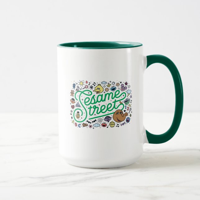 Mug Sésame Sésame | Sesame Street Green Doodle Script (Droite)