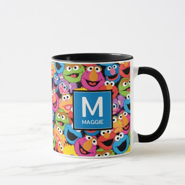 Mug Sesame Street Caractère Visages Nom et monogramme (Droite)