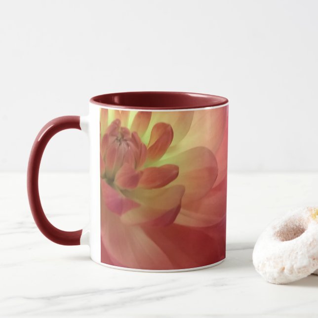 Mug S'est levé et le rose Dalia (Avec donut)