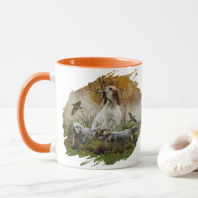 Mug Set anglais avec faisans, art (Avec donut)
