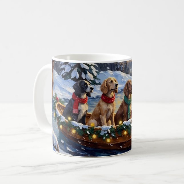 Mug Setter Anglais Noël Bateau Fêtes (Devant gauche)