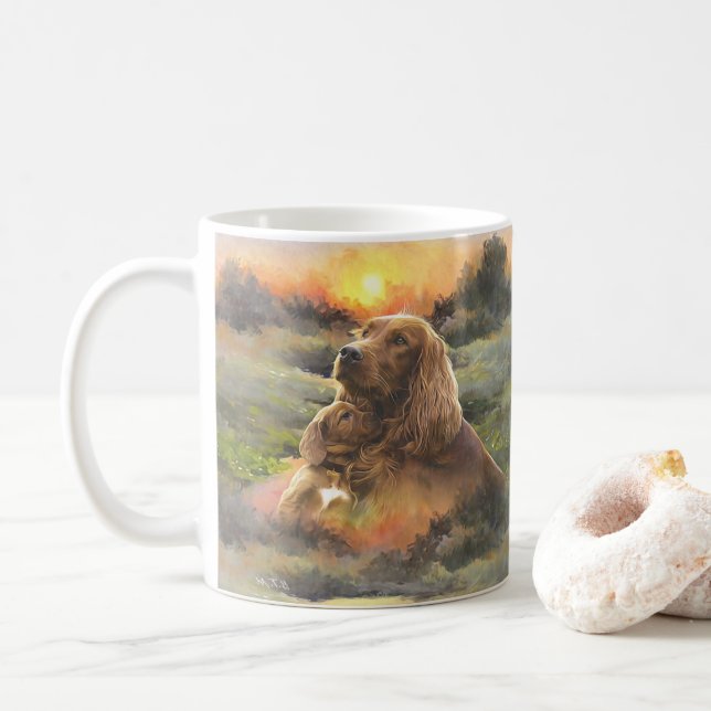 Mug setter irlandais avec chiot (Avec donut)