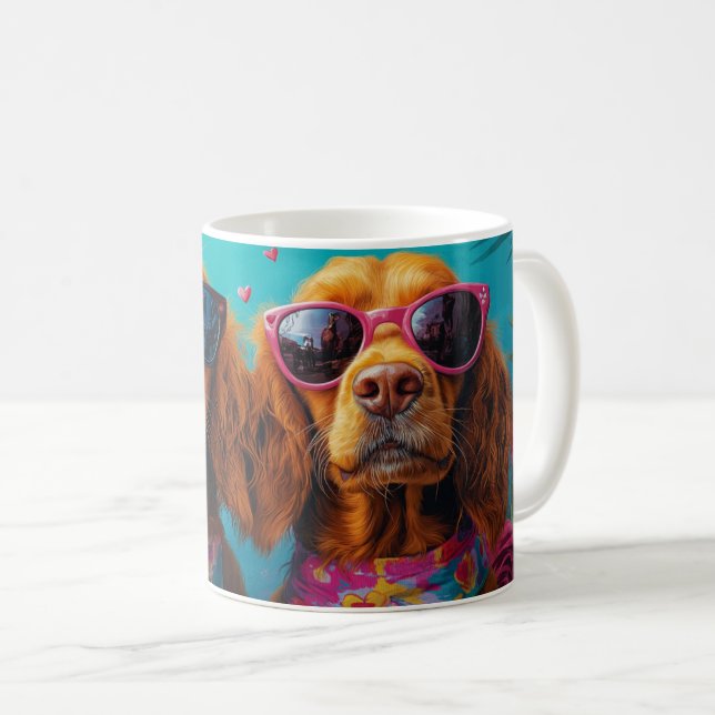 Mug Setter Rouge Irlandais avec Roses de la Saint-Vale (Devant droit)