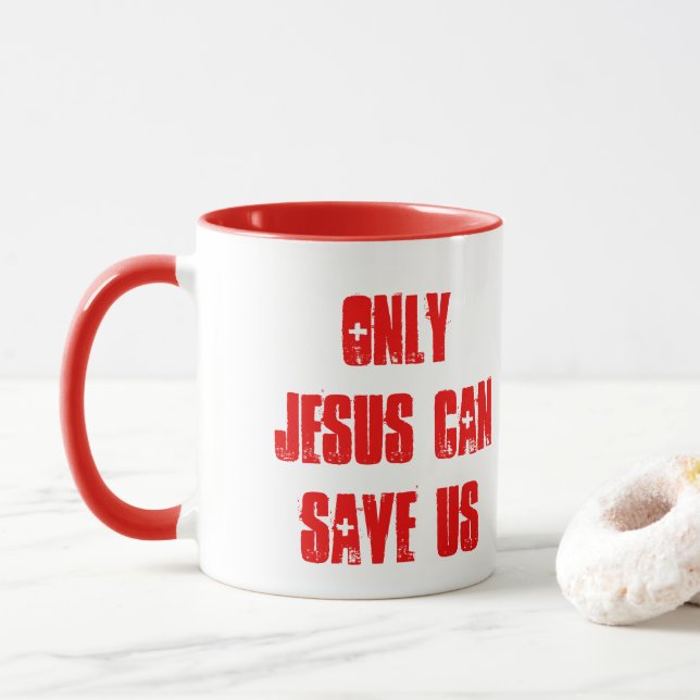 Mug Seul Jésus peut nous sauver le message chrétien (Avec donut)