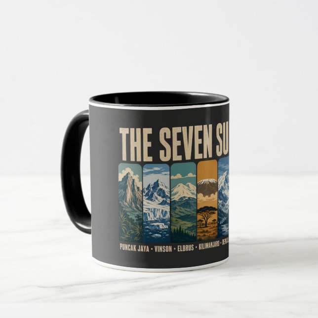 Mug Seven Summits Mountain Landmarks Illustration (Devant gauche)
