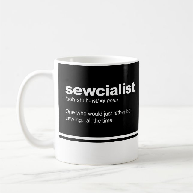Mug Sewcialist Funny Coudre Typographie moderne Café (Gauche)