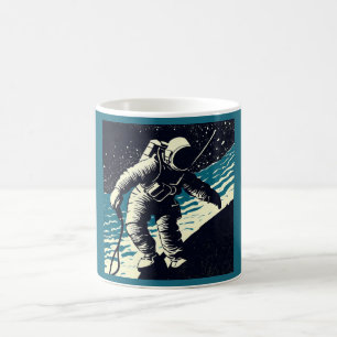 Mug SF - Astronaut sur Spacewalk Woodcut 2