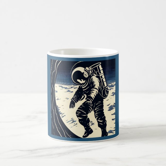 Mug SF - Astronaut sur Spacewalk Woodcut 3 (Centre)