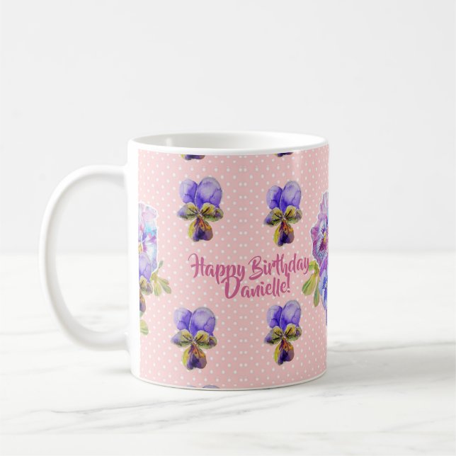 Mug Shabby Chic Joyeux Anniversaire amour floral Dot M (Gauche)