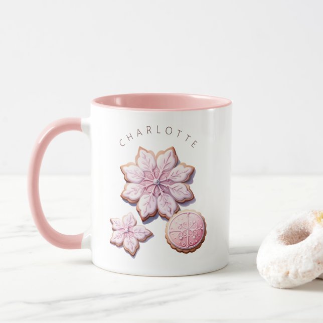 Mug Shabby Chic rose Noël Chocolat Chocolat Chaud (Avec donut)