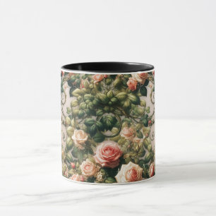 Mug Shabby Chic Rose Vins Floral Élégant