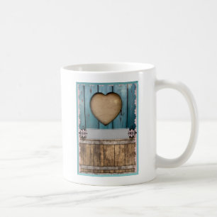 Mug ShabbyChic Bleu Coeurs de sable Bois