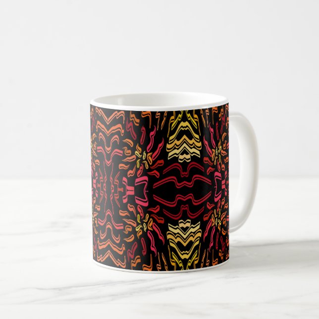 Mug Shades Of Orange Red Yellow Ribbon Art Design (Devant droit)