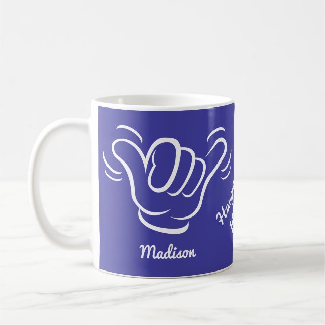 Mug Shaka de nom, emplacement et couleur personnalisés (Gauche)