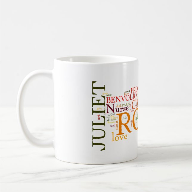 Mug Shakespeare Romeo et nuage de mot de Juliet (Gauche)