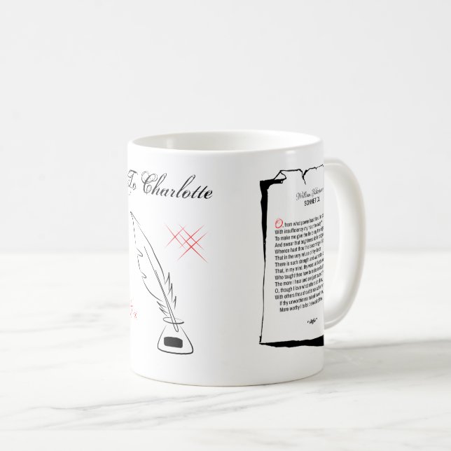 Mug Shakespeare Sonnet 150 (Devant droit)