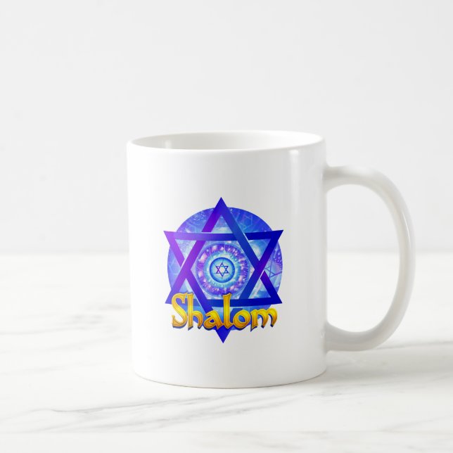 Mug SHALOM avec l'étoile de David Medallion (Droite)