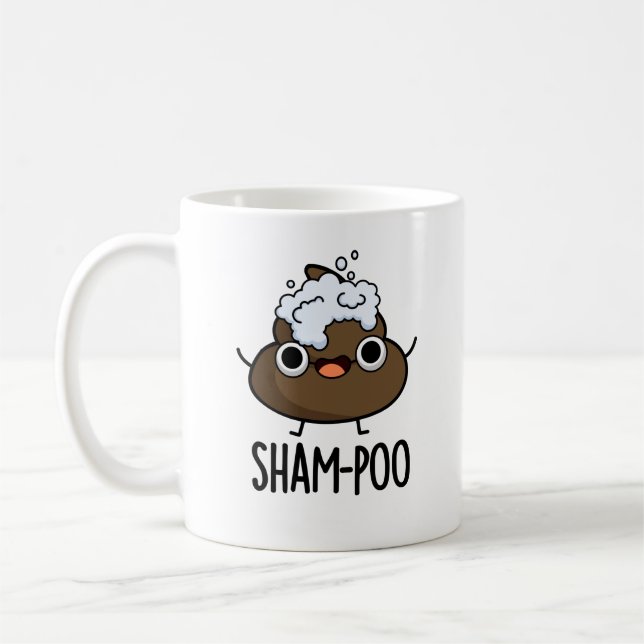 Mug Sham-poo Drôle Poop Avec Shampoo Bubbles Pun (Gauche)