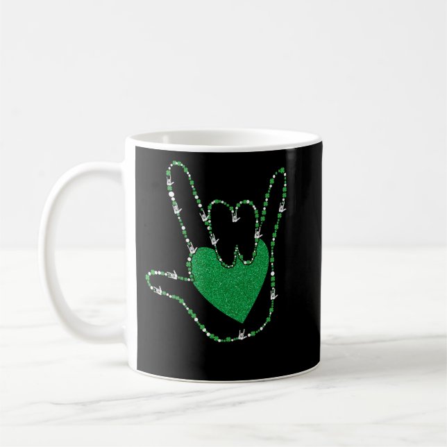 Mug Shamrock I Love You Hands Sign Language ASL (Gauche)