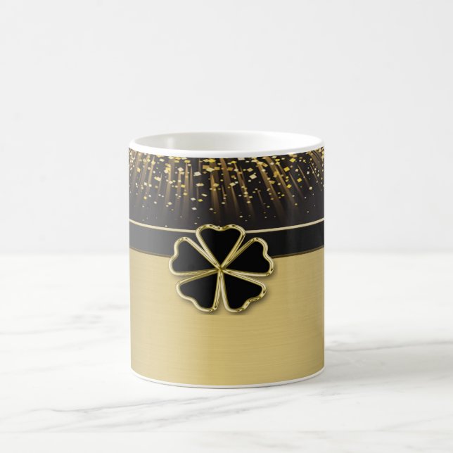 Mug Shamrock irlandais élégant, Faux Gold Confetti (Centre)