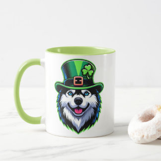Mug Shamrock irlandais Sibérie Husky Dog Jour de la Sa