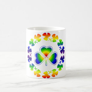 Mug Shamrocks chanceux de l'Irlandais   d'arc-en-ciel