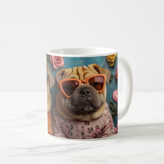 Mug Shar Pei avec roses de la Saint-Valentin (Devant droit)