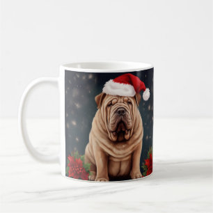Mug Shar Pei Chien dans Noël de neige