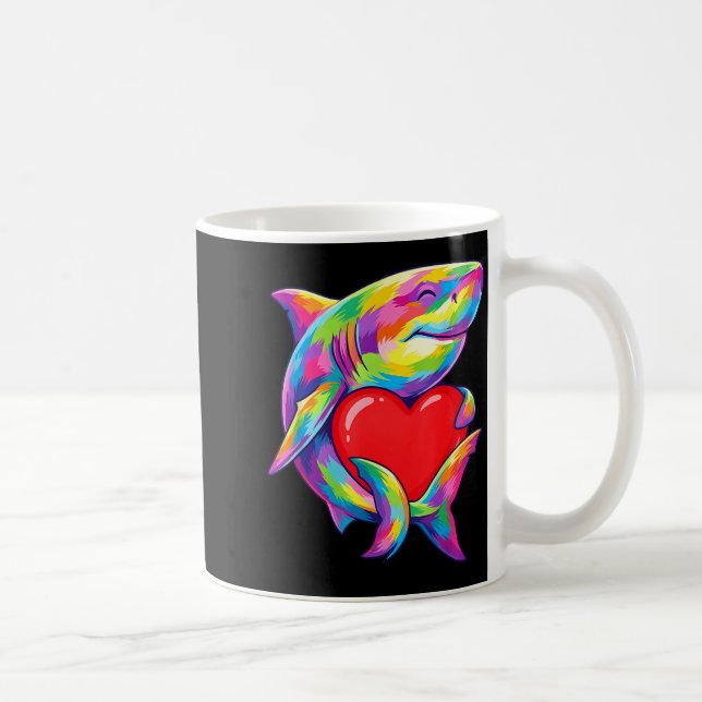 Mug Shark Hugging Valentine Heart Color Critters Rainb (Droite)