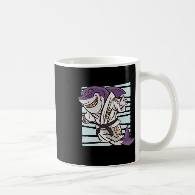 Mug Shark Martial Arts Fighter Funny Karate Cartoon Gr (Droite)