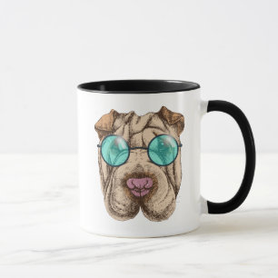 Mug Sharpei dans des lunettes de soleil