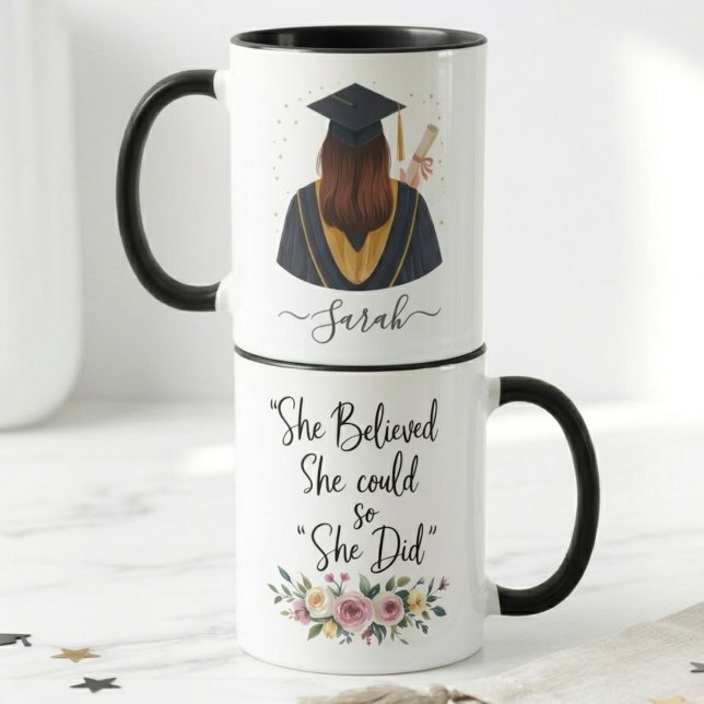 Mug She Believed She Could So She Did Graduation Name (Créateur téléchargé)