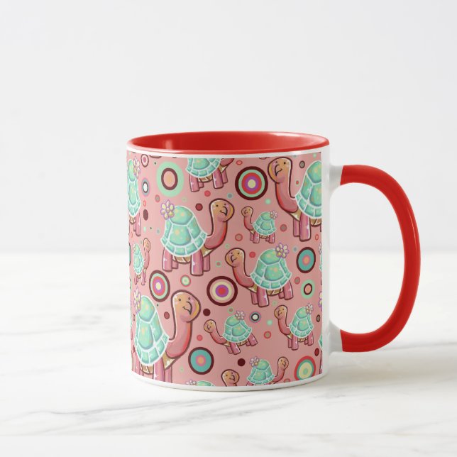 Mug Shell en pastel fleurissent le motif de tortue (Droite)