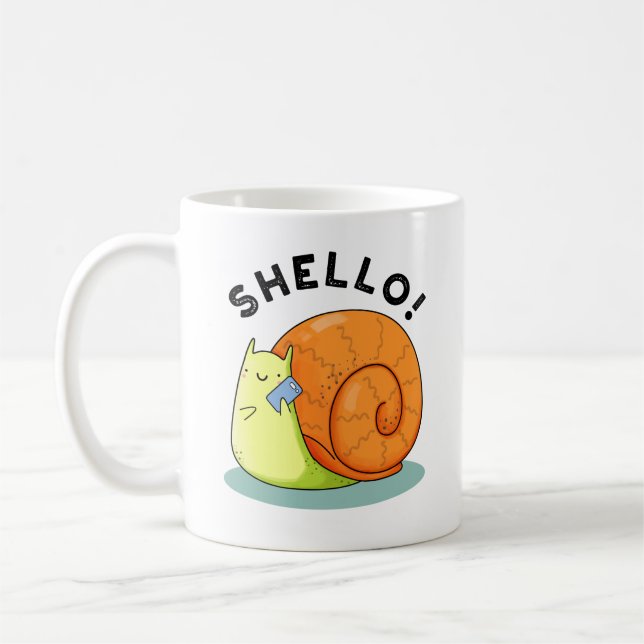 Mug Shello Funny Snail Cellphone Pun (Gauche)