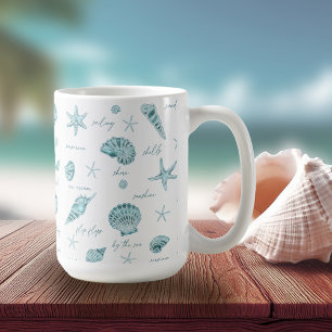 Mug Shells Starfish Sun Fun Texte Turquoise ID918