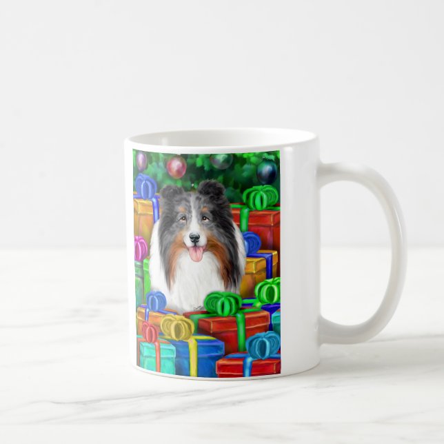 Mug Shelter Noël Open Gifts Blue Merle (Droite)